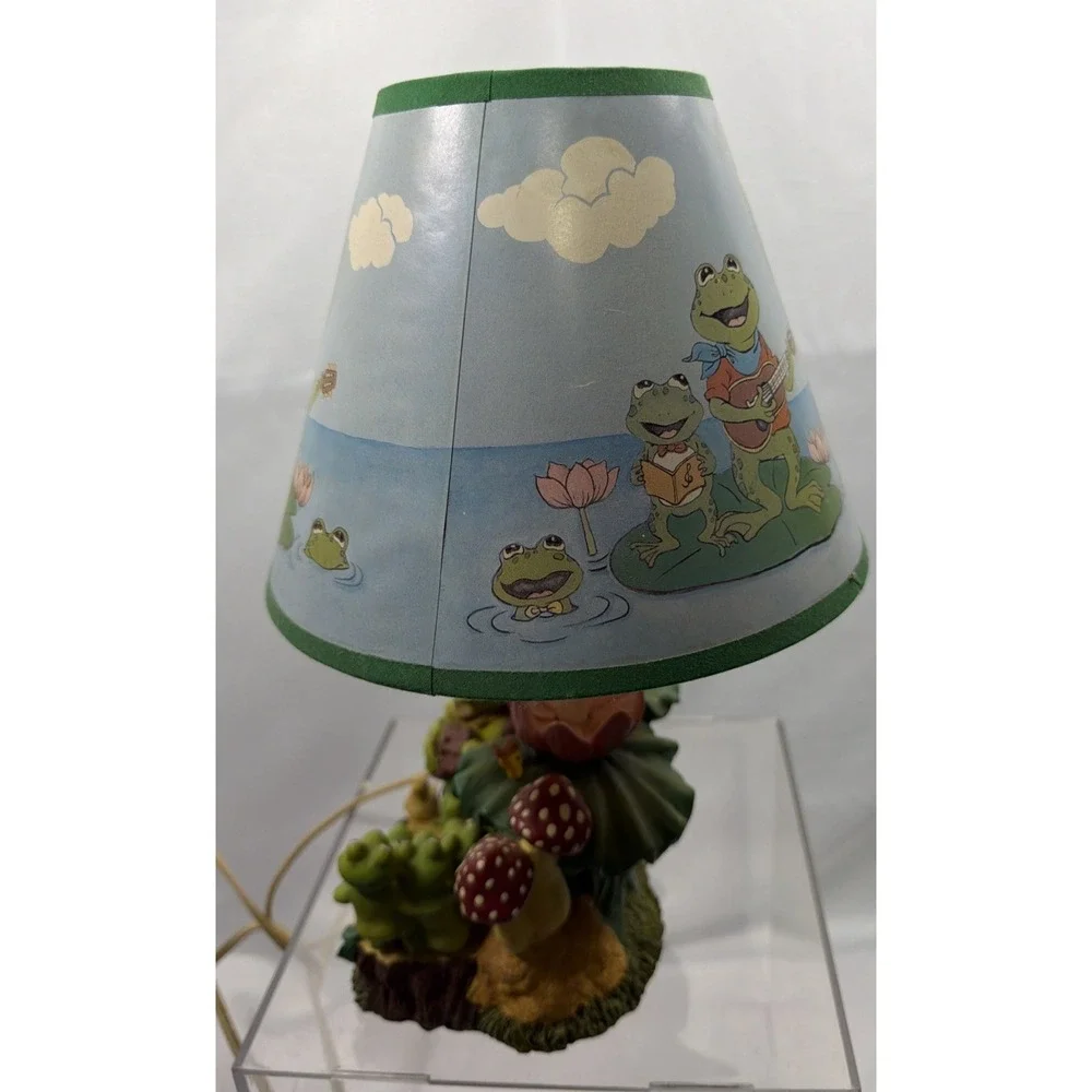 Vintage Frog Table Lamp Mushrooms Groovy Nature Guitar Lilly Pad Working Lamp